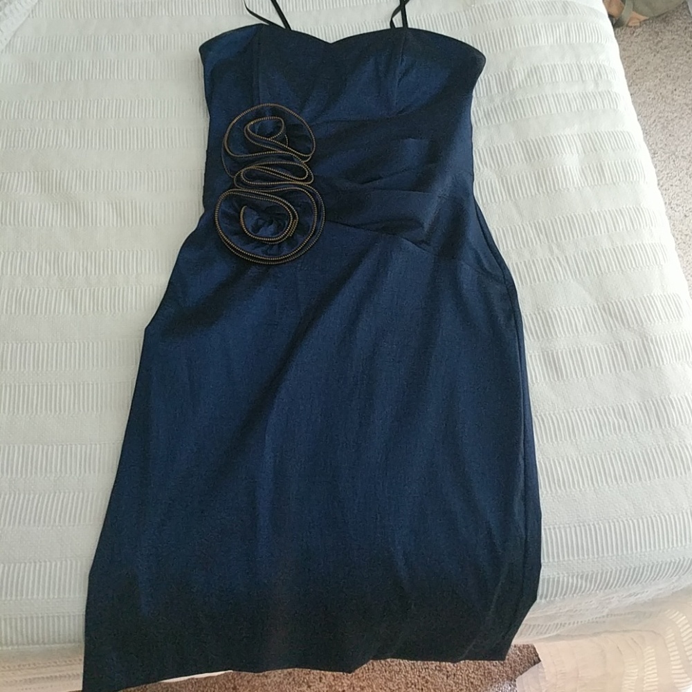 Formal metallic blue dress